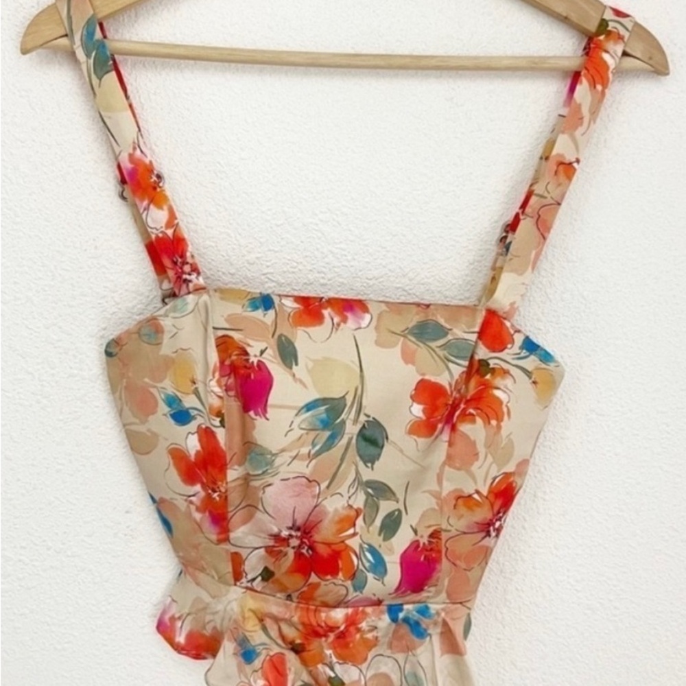 NWT Frankly Apparel Floral Peplum Crop Top